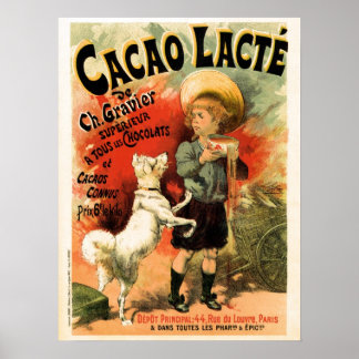 Poster Vintage Bebida e chocolate quente francês