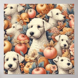 Poster Vintage Bedlington Terrier Seamless