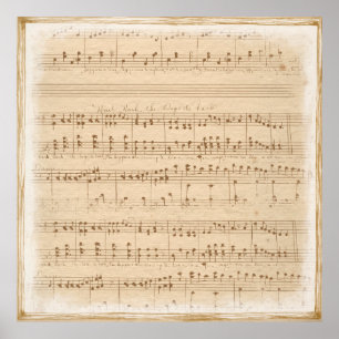 Poster Vintage beige music notes