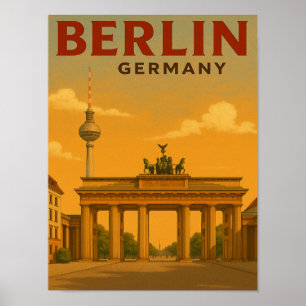 Poster Vintage Berlin Germany Viagem Trabalho de arte