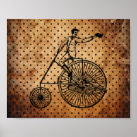 Vintage Biciclista Brown Dot Background