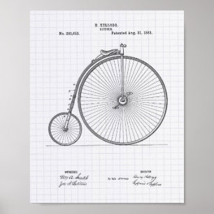 Pôster Vintage Bicycle 1883 Patent Art - Lined Peper