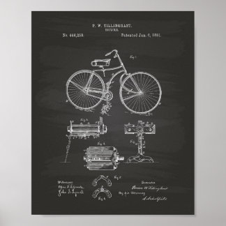 Pôster Vintage Bicycle 1891 Patent Art Chalkboard