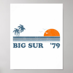 Poster Vintage Big Sur Califórnia Retro Sol Praia Surf