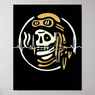 Poster Vintage Biker Ghost Pilot Halloween Engraçado Gift