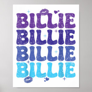 Poster Vintage Billie Heart Personalization Name I Love B