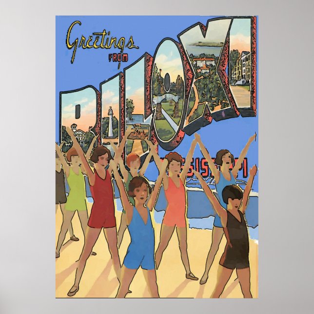 Pôster Vintage Biloxi MS (Frente)