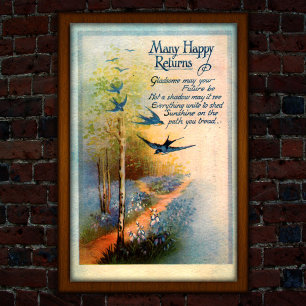 Poster Vintage Birthday 1917 Swallow