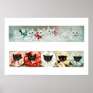 Poster Vintage Black and White Cats - Lithógrafo de Janus