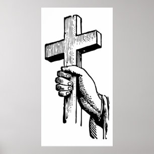 Pôster Vintage Black and White Christian Easter Cross