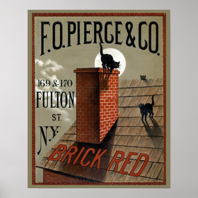 Pôster Vintage Black Cats no Anúncio à Lua (Frente)