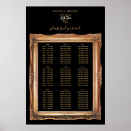 Poster Vintage Black & Dourado Wedding Seating Chart (Grá