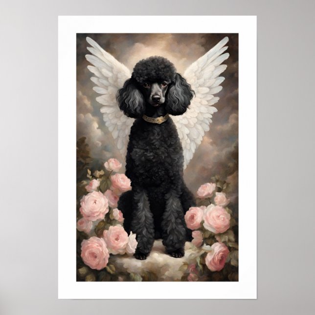 Poster Vintage Black French Poodle Dog Art (Frente)