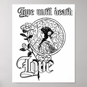 Poster Vintage black ink tattoo with text LOVE  