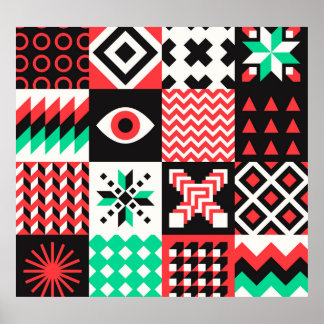 Poster Vintage Block Shapes Abstrato Fundo.