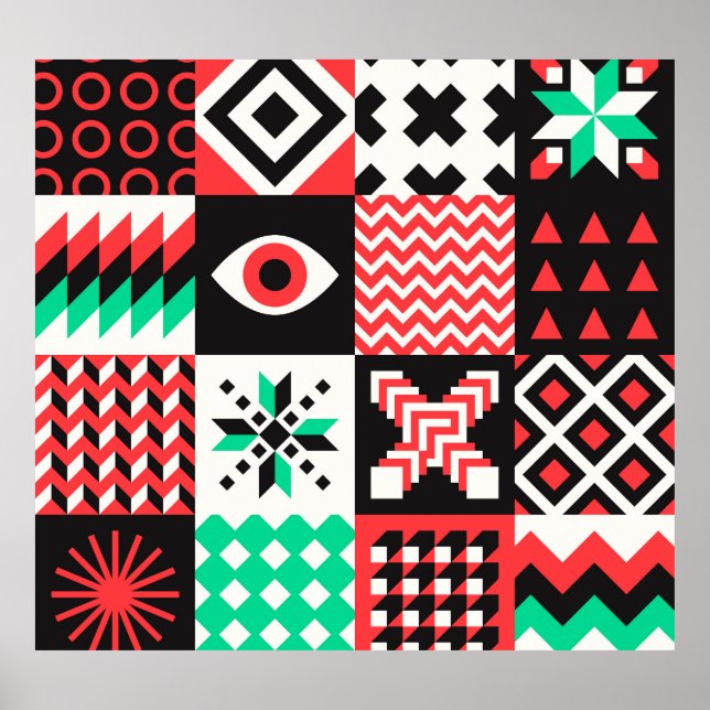 Poster Vintage Block Shapes Abstrato Fundo. (Frente)