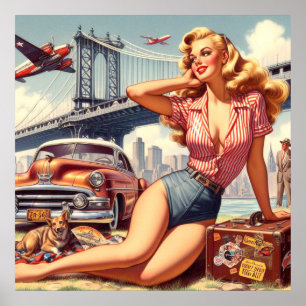 Poster Vintage Blonde Pin-up