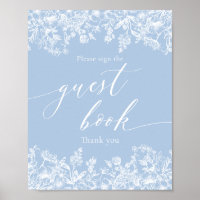 Vintage Blue Floral Guest Sinal vitoriano