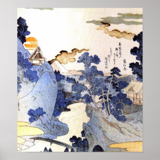 Poster Vintage blue Japan Art Woodblock Ukiyo-E
