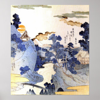 Pôster Vintage Blue Japan Woodblock Art Ukiyo-E