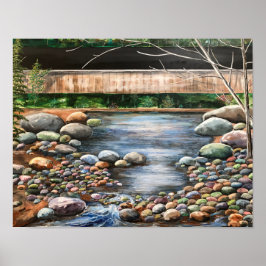 Poster Vintage Blues & Earth Tones Acrylic LANDSCAPE