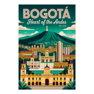 Pôster Vintage Bogotá Colômbia Coração dos Andes Retro 