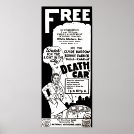 Poster Vintage Bonnie e Clyde Death Car Advert Morbid