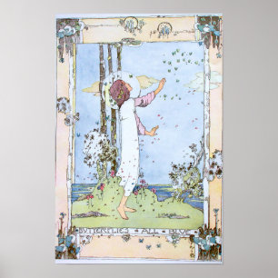 Poster Vintage "borboletas toda azuis" por Jessie M. rei