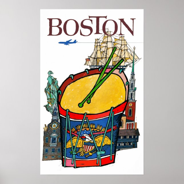 Poster Vintage Boston Viagem (Frente)