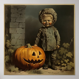 Poster Vintage Boy com Pumpkin
