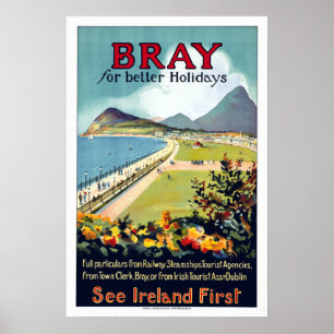 Poster Vintage Bray Ireland Viagem