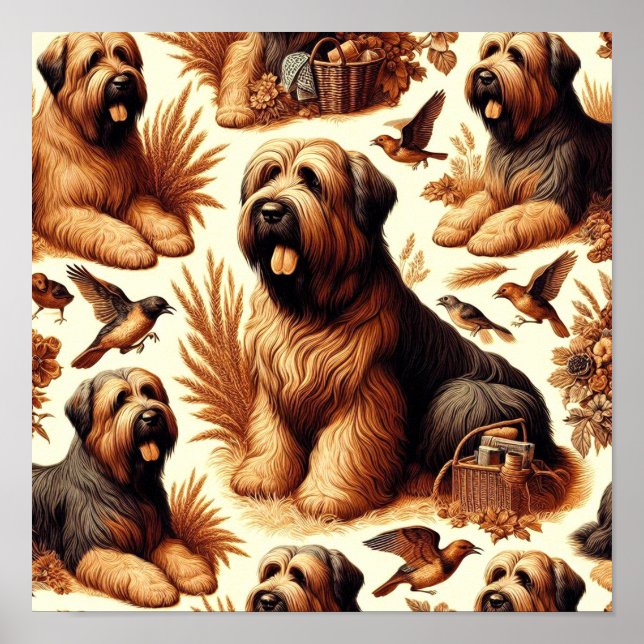 Poster Vintage Briard Dog Seamless (Frente)
