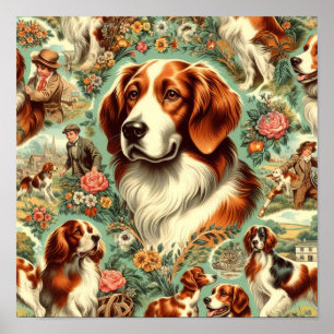 Poster Vintage Brittany Dog Painting