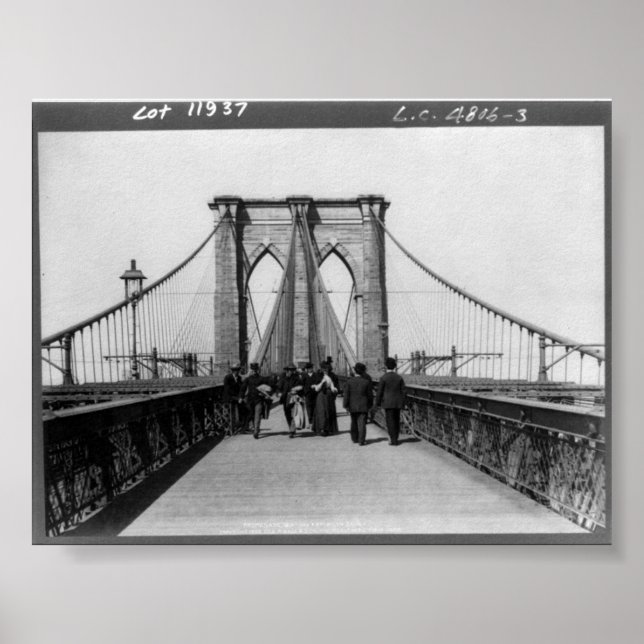 Pôster Vintage Brooklyn Bridge Nova Iorque NY 1898 (Frente)