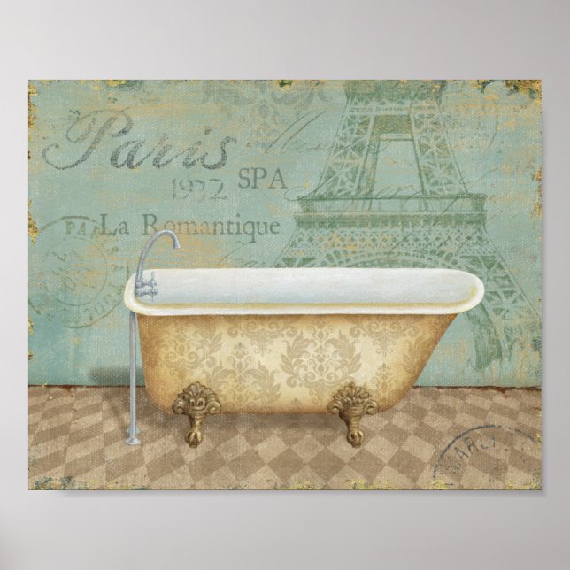 Pôster Vintage Brown French Bathtub (Frente)