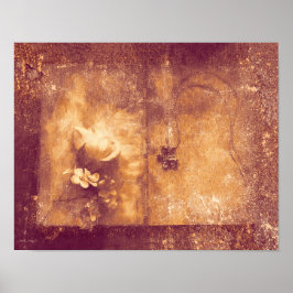 Poster Vintage Brown Sepia Floral Antiga Textura Antiquad