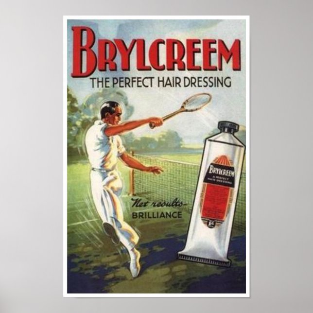 Pôster Vintage Brylcreem Man Tocando Tênis (Frente)