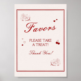 Poster Vintage Burgundy Valentine Bridal Shower Favor