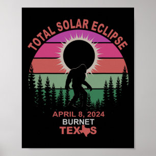 Poster Vintage Burnet Texas Total Solar Eclipse 2024