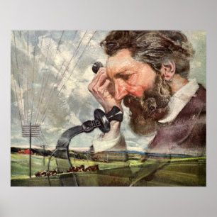 Poster Vintage Business, Alexander Graham Bell Telephone