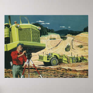 Poster Vintage Business, Local de Construção com Inspet