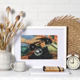 Pôster Vintage Business, telefone antigo com discagem rot