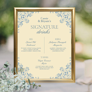 Poster Vintage Butter Yellow Wedding Signature Drinks