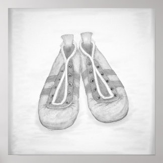 Poster Vintage calçados de futebol preto&branco