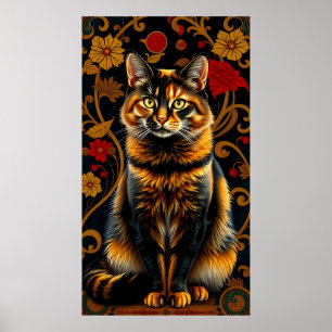 Poster Vintage Calico Cat In Ouro Shade