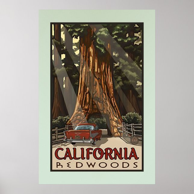 Poster Vintage California Redwoods Viagem (Frente)
