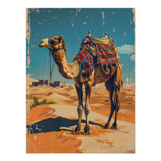 Pôster Vintage Camel Retro Desert Decoupage (Frente)