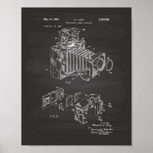 Pôster Vintage Camera 1966 Patent Art - Chalkboard