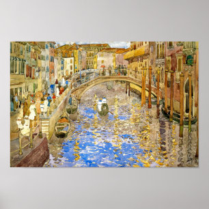 Poster Vintage canal grande de Veneza, Italia por