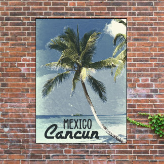 Poster Vintage Cancun Mexico Viagem Adventure